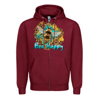 Burgundy bee happy Zipper Hoodie - Artiststas