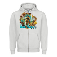 Dove Grey bee happy Zipper Hoodie - Artiststas