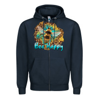 Navy bee happy Zipper Hoodie - Artiststas