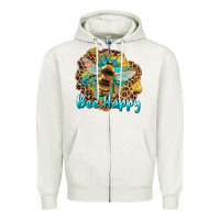 Oatmeal Heather bee happy Zipper Hoodie - Artiststas