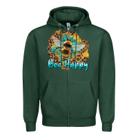 Sports Green bee happy Zipper Hoodie - Artiststas