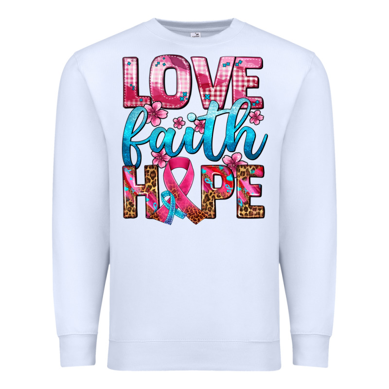 Love Faith Hope With Cancer Ribbon  Ado Premium Sweatshirt by AdoDesignShop | Teevron