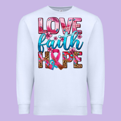 Love Faith Hope With Cancer Ribbon  Ado Premium Sweatshirt Designed By Adodesignshop