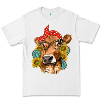 White Western Cow with Sunflowers and Gemstone Premium Tee - texasbilliewilder