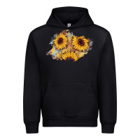 Black sunflower glitter leather patch Urban Hoodie - AdoDesignShop