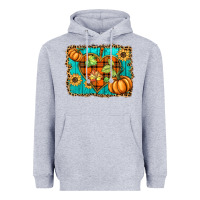 Heather Grey fall pumpkins and sunflowers heart Heavyweight Hoodie - BarkalooDesign