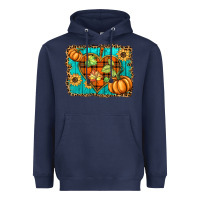 Navy fall pumpkins and sunflowers heart Heavyweight Hoodie - BarkalooDesign