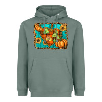 Sage fall pumpkins and sunflowers heart Heavyweight Hoodie - BarkalooDesign