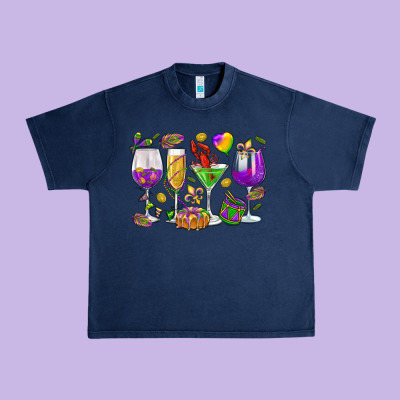 Mardi Gras Wine Glasses Urban Heavy Tee Designed By Howdyjamesfarm