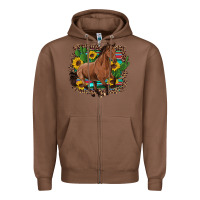 Chestnut western horse cactus sunflowers serape leopard  turquoise wooden Zipper Hoodie - Artiststas
