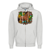 Dove Grey western horse cactus sunflowers serape leopard  turquoise wooden Zipper Hoodie - Artiststas