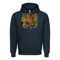 Navy western horse cactus sunflowers serape leopard  turquoise wooden Zipper Hoodie - Artiststas