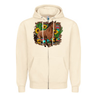 Sandshell western horse cactus sunflowers serape leopard  turquoise wooden Zipper Hoodie - Artiststas