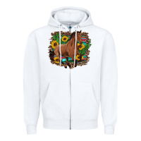 White western horse cactus sunflowers serape leopard  turquoise wooden Zipper Hoodie - Artiststas