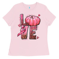 Bubblegum Pink love cancer pumpkin Ladies Tee - texasbilliewilder