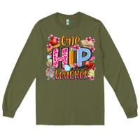 Army Green Easter Day One hip Teacher Long Sleeve Tee - OliviaCreatesArt