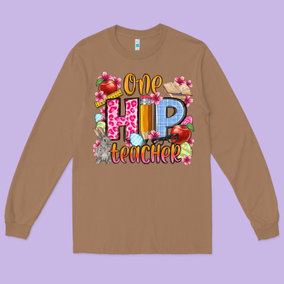 Easter Day One Hip Teacher Long Sleeve Tee Designed By Oliviacreatesart