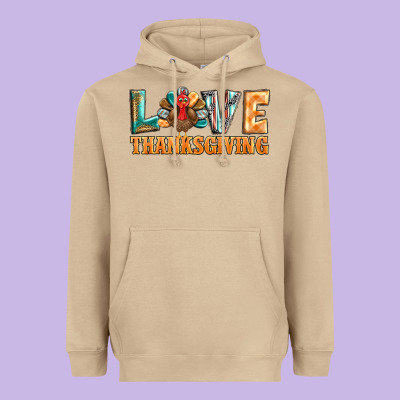Love Thanksgiving Western Turkey Heavyweight Hoodie Designed By Barkaloodesign