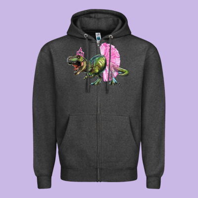 Balerina T Rex Dinosaur With Tutu Zipper Hoodie Designed By Artiststas