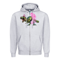 Heather Grey balerina t rex dinosaur with tutu Zipper Hoodie - Artiststas