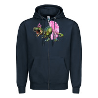 Navy balerina t rex dinosaur with tutu Zipper Hoodie - Artiststas