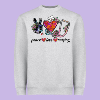 Peace Love Nursing Heavyweight Sweatshirt Designed By Sublimationcraftshop