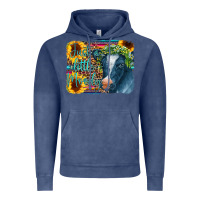 Vintage Denim Cow Serape Just a Little Moody Vintage Hoodie - CowCowDesign