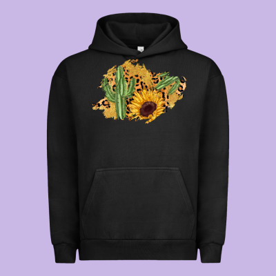 Cactus Leopard Sunflower Glitter  Patch Urban Hoodie Designed By Adodesignshop