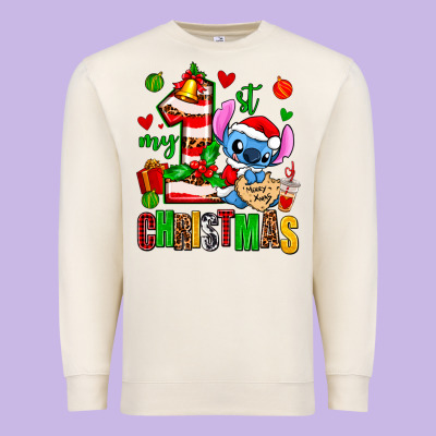 My First Christmas Stitch Premium Sweatshirt Designed By Adodesignshop
