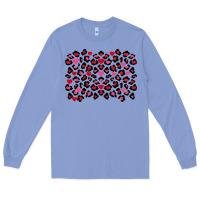 Colony Blue Valentine's Day leopard and heart background Long Sleeve Tee - FaDigitalArtStudio