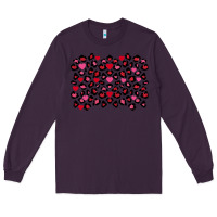Plum Valentine's Day leopard and heart background Long Sleeve Tee - FaDigitalArtStudio