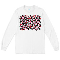 White Valentine's Day leopard and heart background Long Sleeve Tee - FaDigitalArtStudio