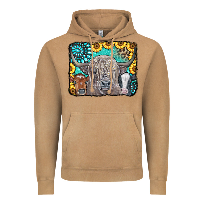 Cows Glitter Turquoise Leopard Sunflowers Vintage Hoodie by CowCowDesign | Teevron