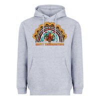 Heather Grey happy thanksgiving rainbow Heavyweight Hoodie - BarkalooDesign