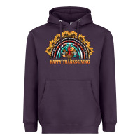 Plum happy thanksgiving rainbow Heavyweight Hoodie - BarkalooDesign