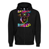 Black rainbow sheep suffolk sheep Zipper Hoodie - Artiststas