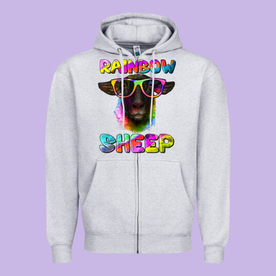 Rainbow Sheep Suffolk Sheep Zipper Hoodie Designed By Artiststas
