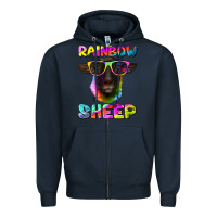 Navy rainbow sheep suffolk sheep Zipper Hoodie - Artiststas