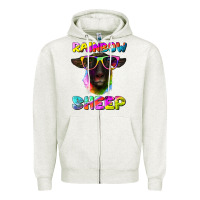 Oatmeal Heather rainbow sheep suffolk sheep Zipper Hoodie - Artiststas