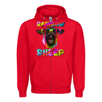 Red rainbow sheep suffolk sheep Zipper Hoodie - Artiststas