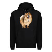 Black Pomeranian Dog Illustrations Premium Hoodie - LillyAllenDesigns
