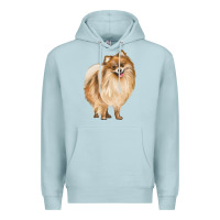 Blue Mist Pomeranian Dog Illustrations Premium Hoodie - LillyAllenDesigns