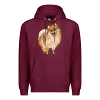 Burgundy Pomeranian Dog Illustrations Premium Hoodie - LillyAllenDesigns