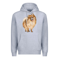 Heather Grey Pomeranian Dog Illustrations Premium Hoodie - LillyAllenDesigns