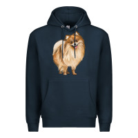 Navy Pomeranian Dog Illustrations Premium Hoodie - LillyAllenDesigns