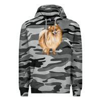 Slate Camo Pomeranian Dog Illustrations Premium Hoodie - LillyAllenDesigns