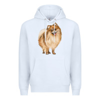 White Pomeranian Dog Illustrations Premium Hoodie - LillyAllenDesigns
