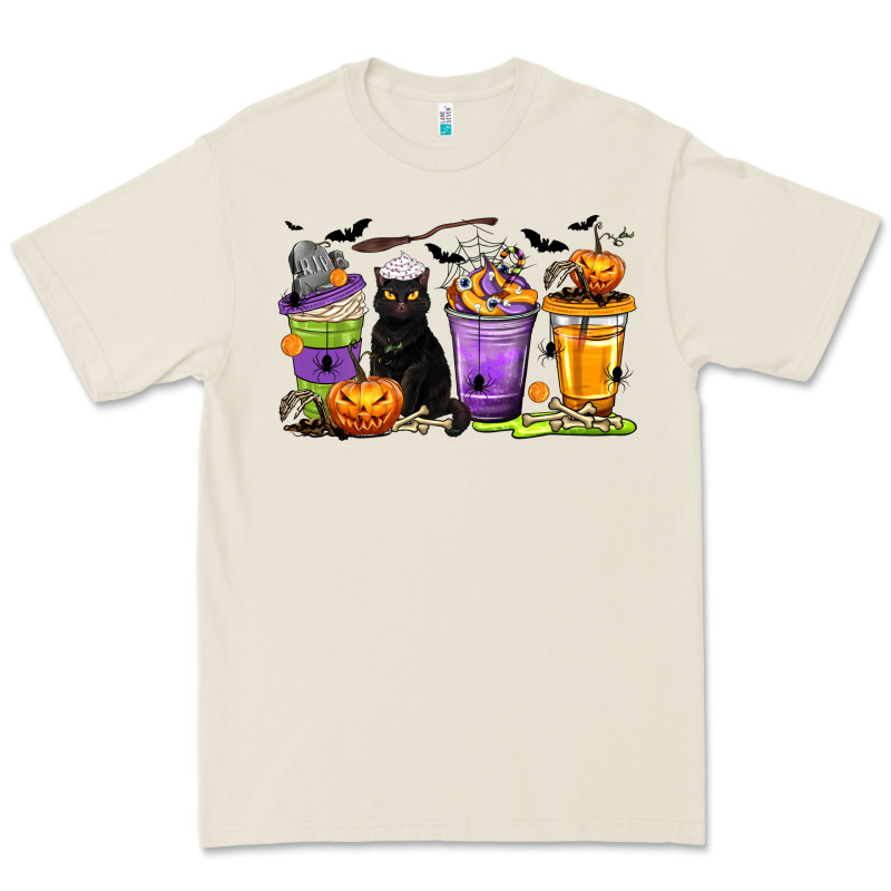 Halloween Cat Coffee Cups Premium Tee by texasbilliewilder | Teevron