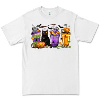 White Halloween Cat Coffee Cups Premium Tee - texasbilliewilder