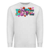 Oatmeal Heather love stitch Premium Sweatshirt - AdoDesignShop